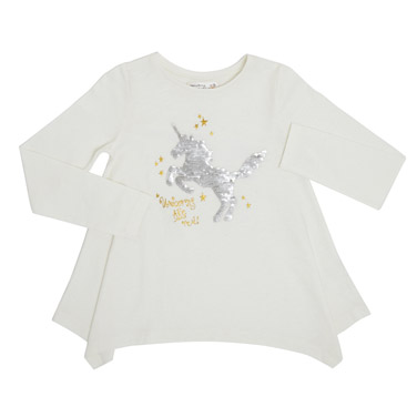 Younger Girls Unicorn Sequin Top